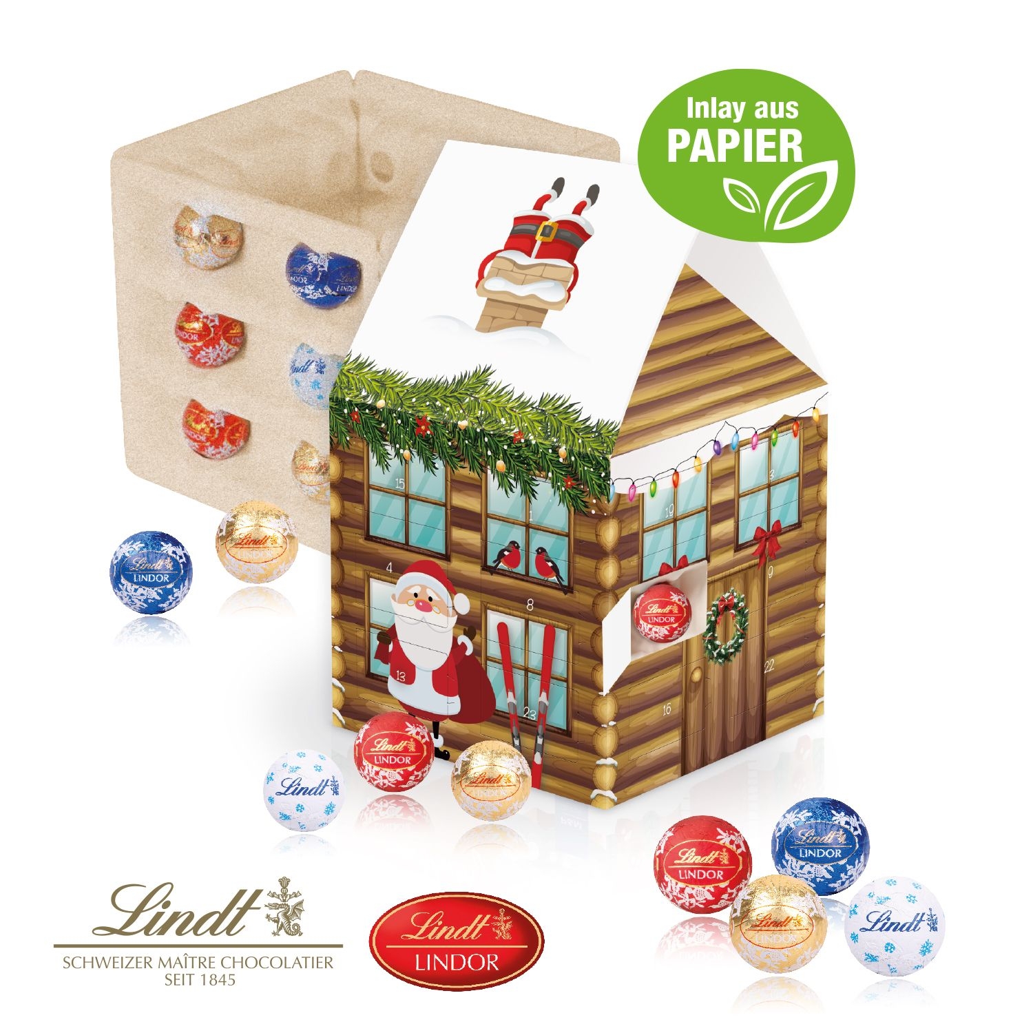 CD55364Adventshaus _Edition_ mit Lindt Schokolade mit Papier-Inlay