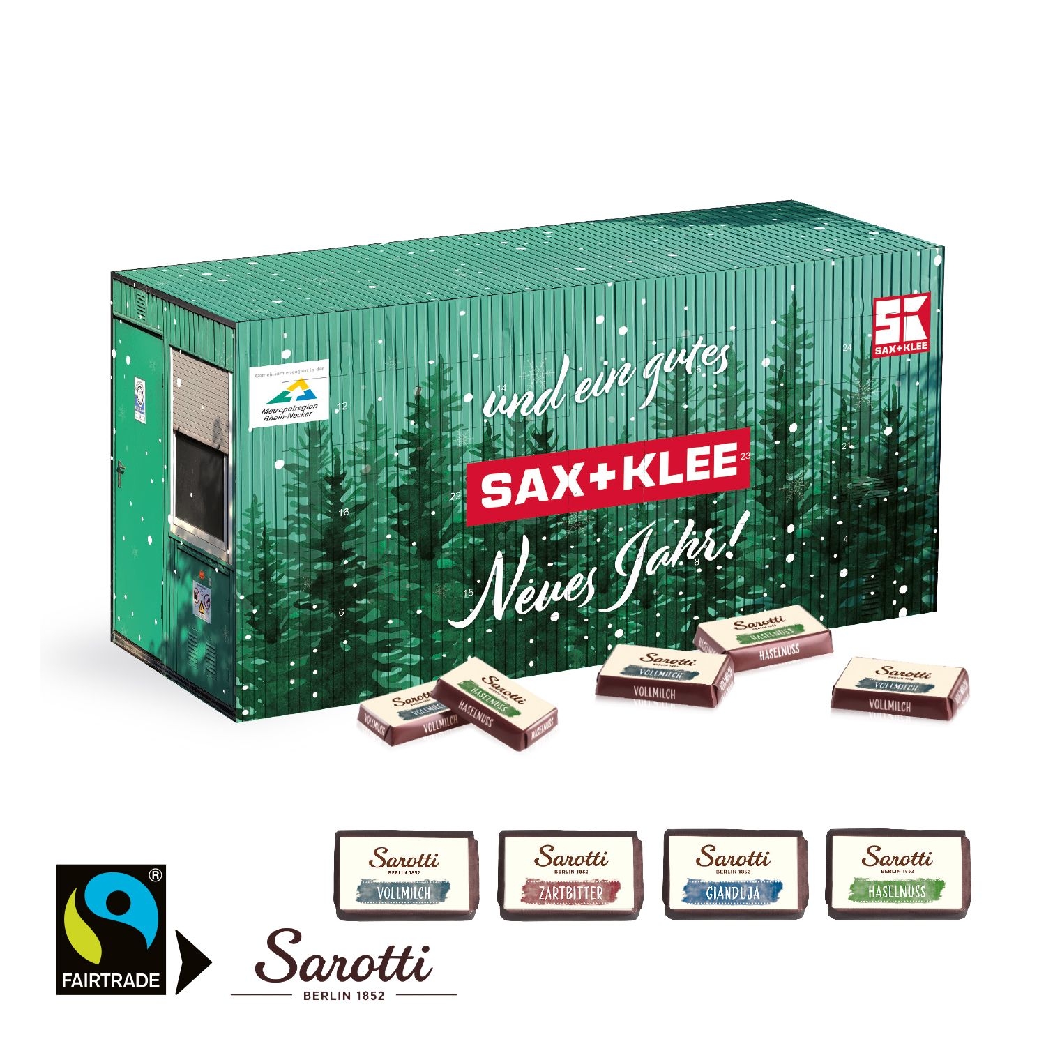 CD95172-023D Adventskalender _Container_ mit Sarotti Fairtrade® Schokolade_ Individuelles Motiv