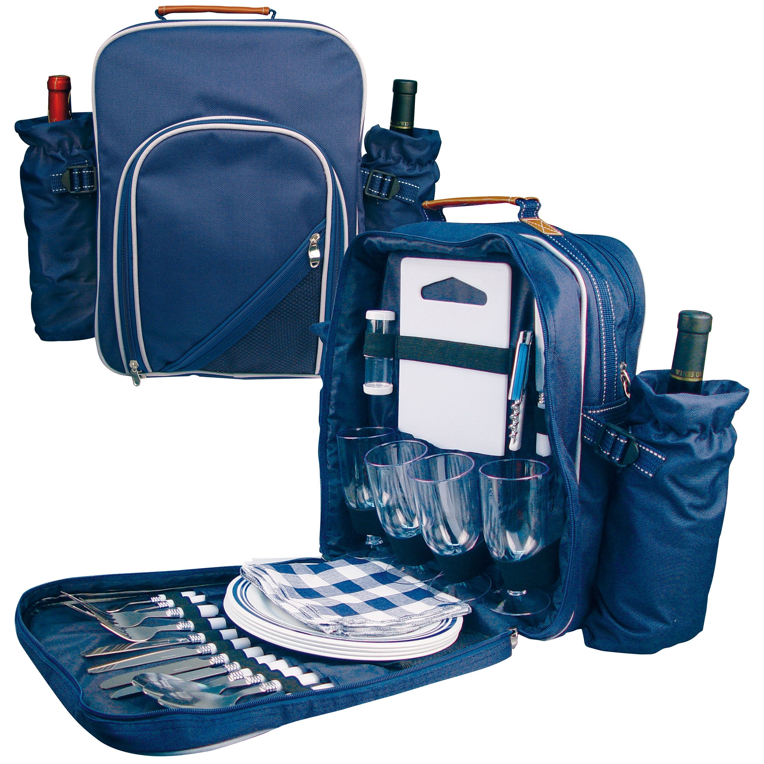 MA66607-04Picknickrucksack aus Polyester fuer 4 Personen_ blau