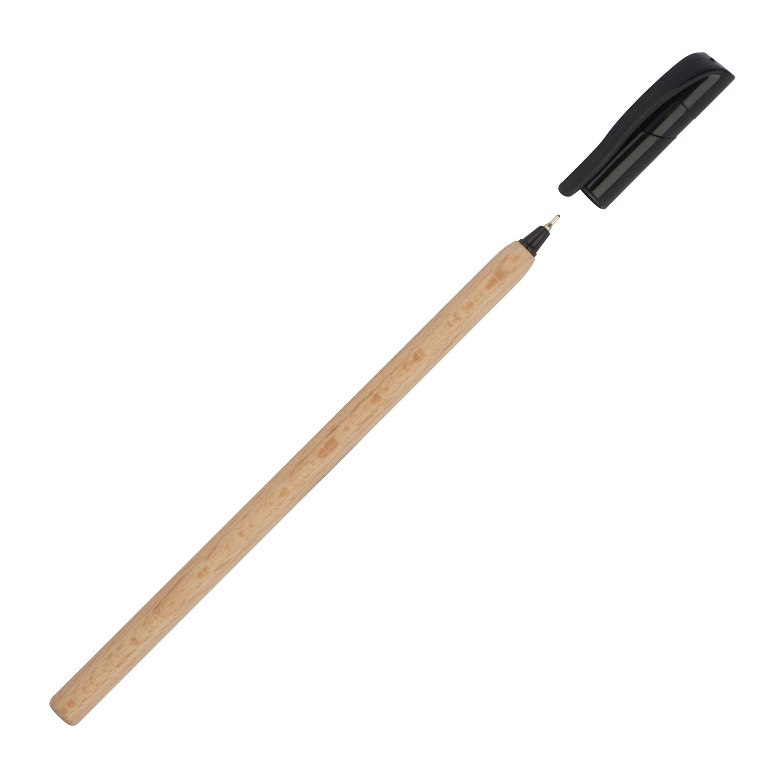MA11291-01Holzkugelschreiber mit schwarzer Kunststoffkappe_ braun