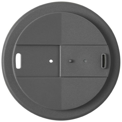 PF210425-34Americano® Eco 350 ml recycelter Becher mit auslaufsicherem Deckel_ grau_schwarz