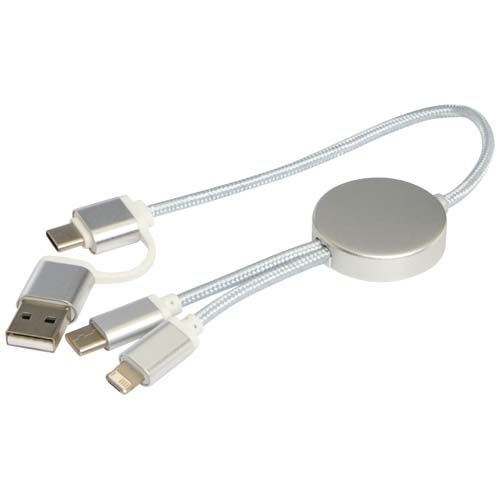 PF124424-3Alasia 30 cm 5-in-1 Kabel aus recyceltem Kunststoff fuer Datenuebertragung und 27W Schnellladung_ silb