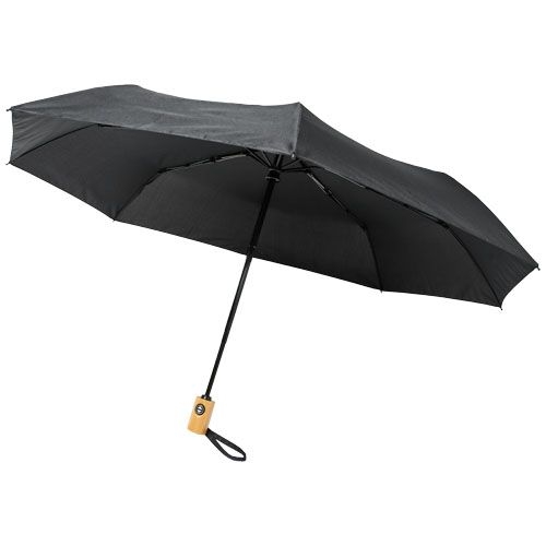 PF109143-1Bo 21_ Vollautomatik Kompaktregenschirm aus recyceltem PET-Kunststoff_ schwarz