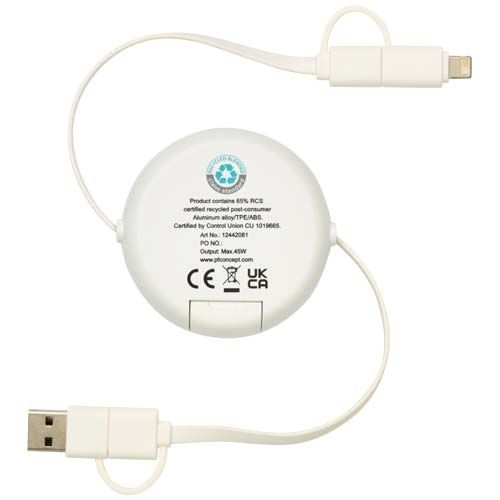 PF124420-3Alasia 100 cm 5-in-1 Kabel aus recyceltem Kunststoff und Aluminium_ einziehbar_ fuer Datenuebertragung