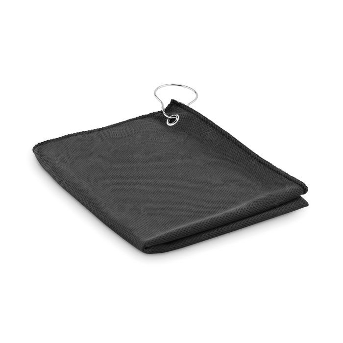 MO6526-03Towgo RPET-Golfhandtuch mit Haken_ Schwarz