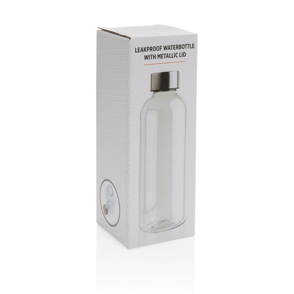 XDP433.44-0Auslaufsichere Trinkflasche mit Metalldeckel_ transparent