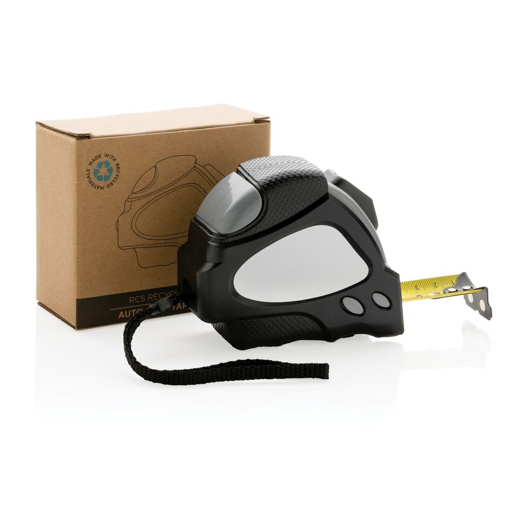 XDP112.18-1Auto-Stop-Massband aus recyceltem Kunststoff_ 8m_25mm_ schwarz