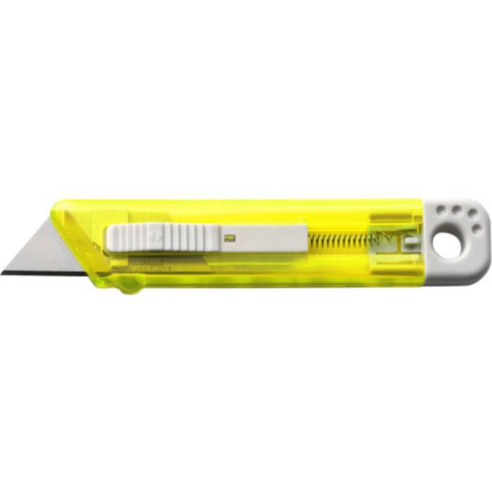 Cutter-Messer mit Federkernautomatik aus Kunststoff Griffin, Gelb