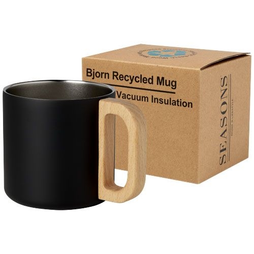 PF100740-4Bjorn RCS-zertifizierter Becher aus recyceltem Edelstahl mit Kupfer-Vakuumisolierung_ 360 ml_ schwar