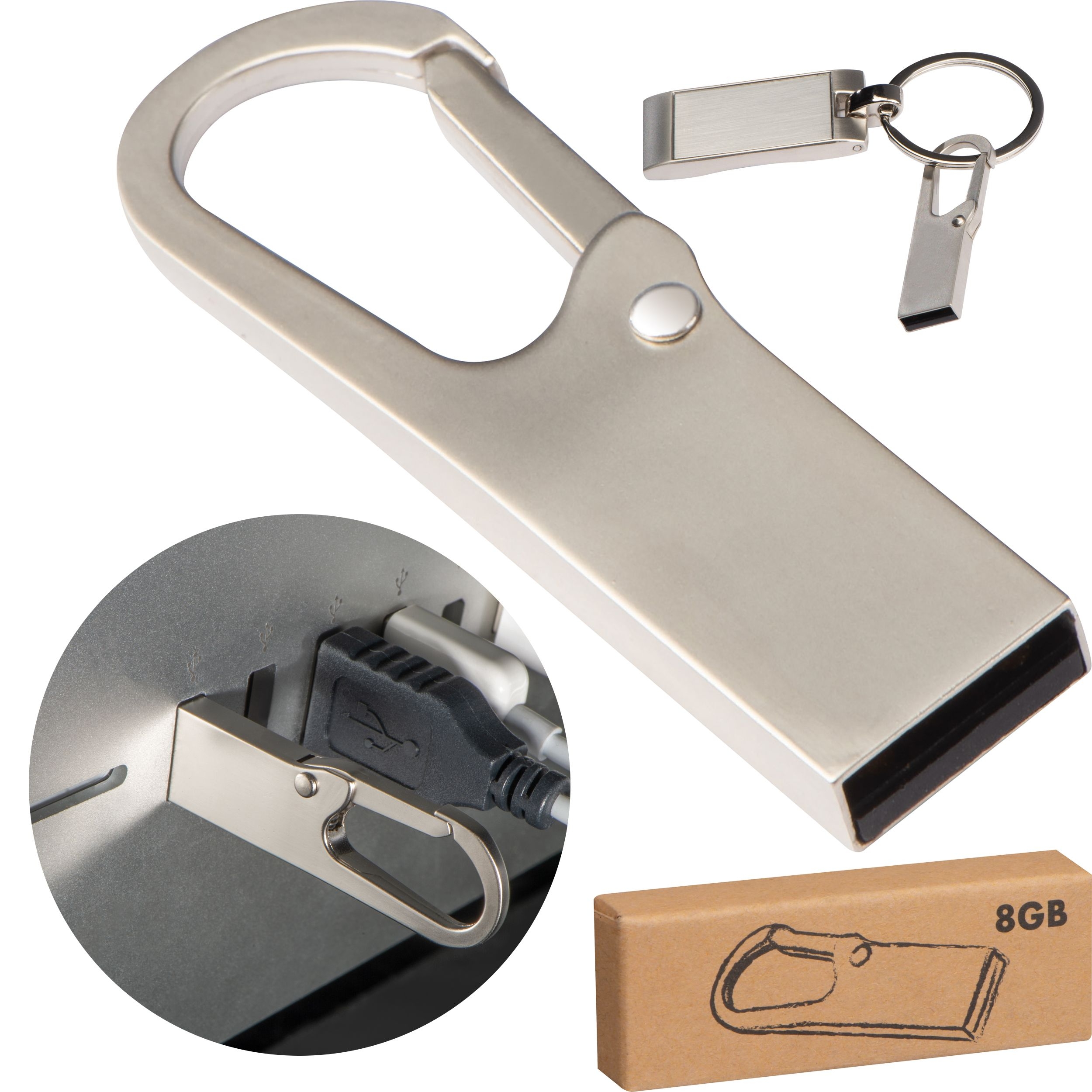 MA20992USB-Stick Metall mit Karabinerhaken 8GB