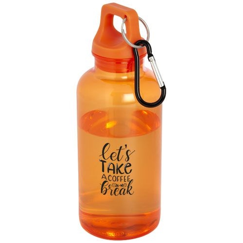 PF100778-3Oregon 400 ml RCS-zertifizierte Trinkflasche aus recyceltem Kunststoff mit Karabiner _ orange