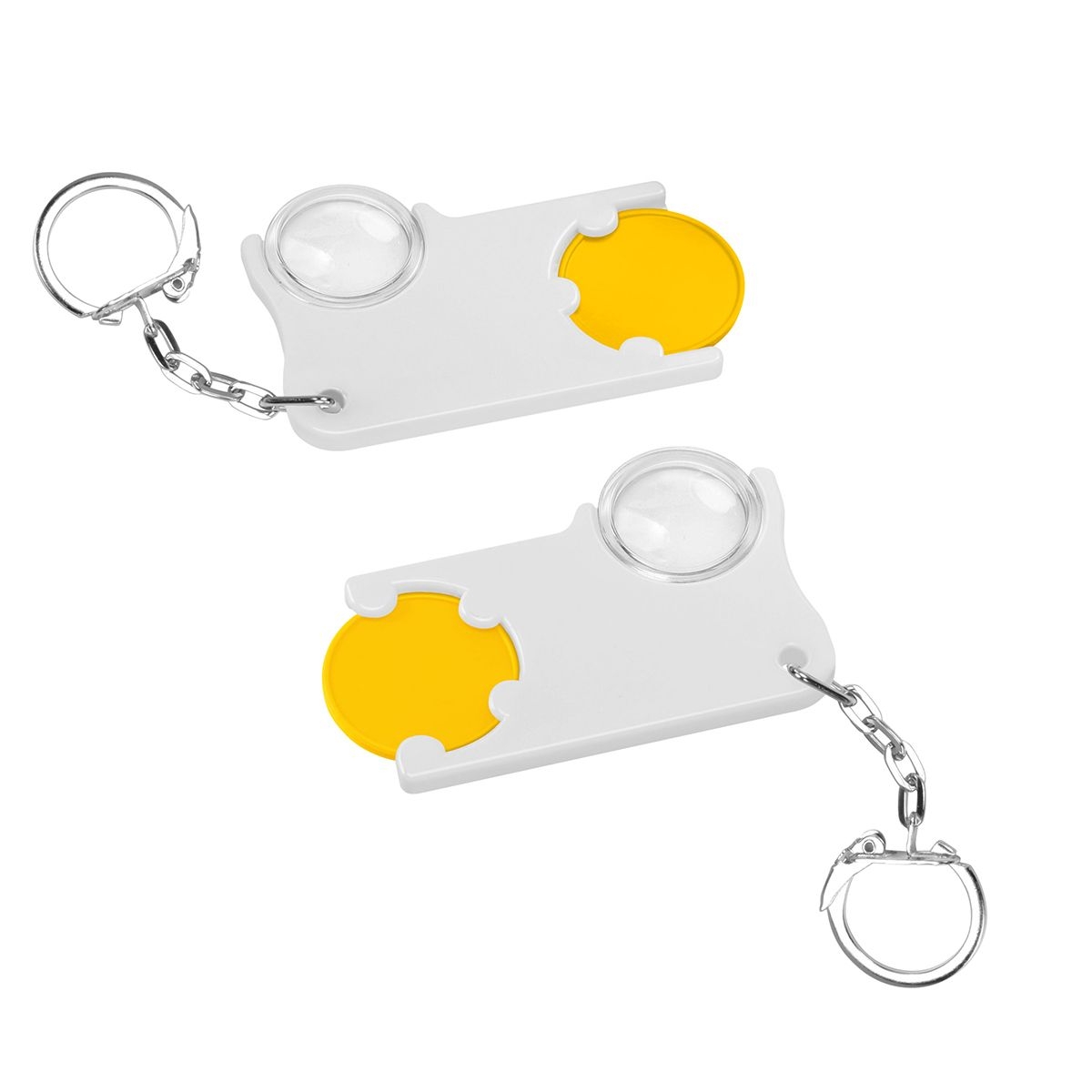 HE8286K-4-0Chiphalter mit 1€-Chip und Lupe_ gelb_ weiss HE8286K-4-0Chiphalter mit 1€-Chip und Lupe_ gelb_ weiss