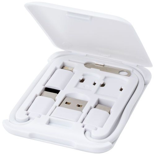 PF124361Savvy recyceltes modulares Ladekabel mit Telefonhalterung