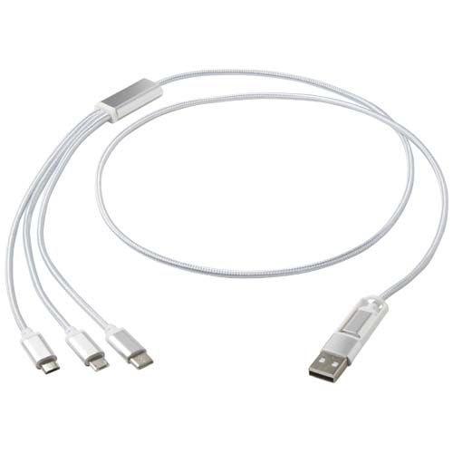 PF124386-3Versatile 5-in-1 Ladekabel aus recyceltem Aluminium_ silber
