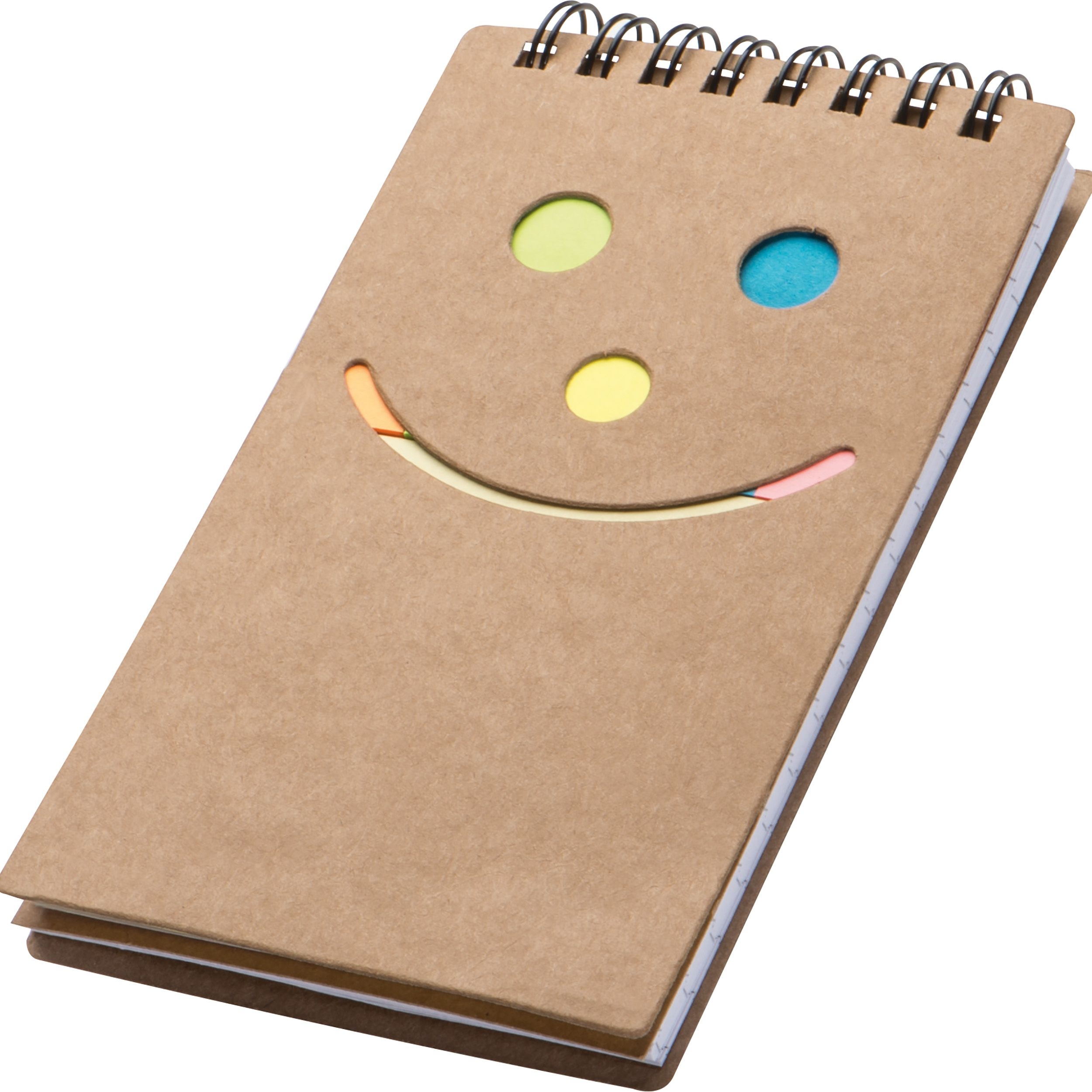 MA20583-01Notizblock mit Spiralbindung und einem Smile Gesicht MANLIO_ braun