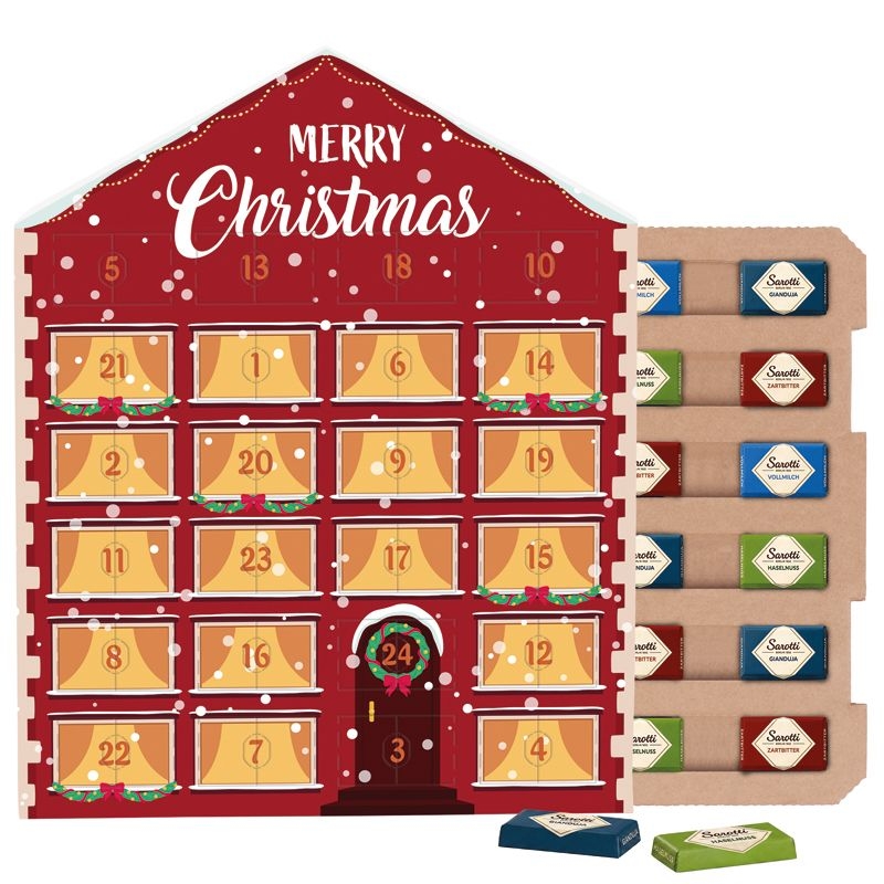 JG20096-2Taefelchen Adventskalender Haus ECO_ Sarotti Schokotaefelchen_ Individuelles Motiv