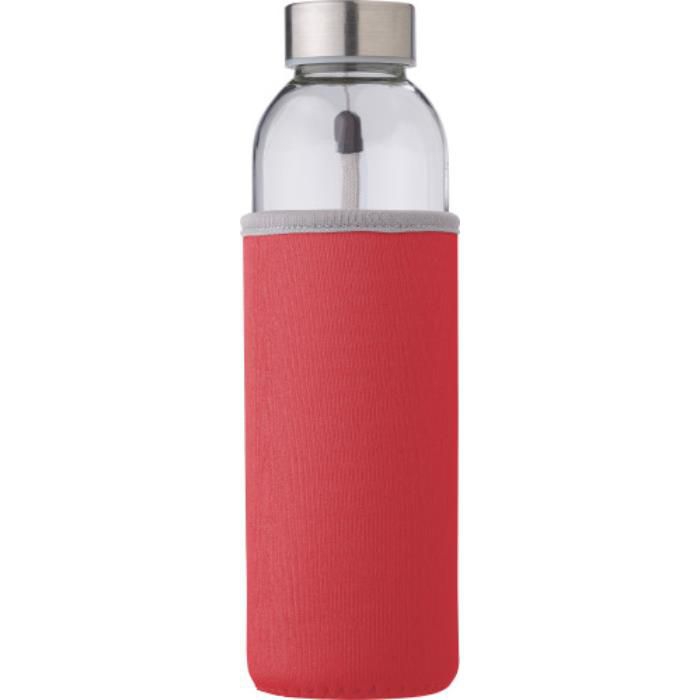 GI9301-08Glasflasche _500ml_ mit einem Neoprenhuelle Nika_ Rot GI9301-08Glasflasche _500ml_ mit einem Neoprenhuelle Nika_ Rot