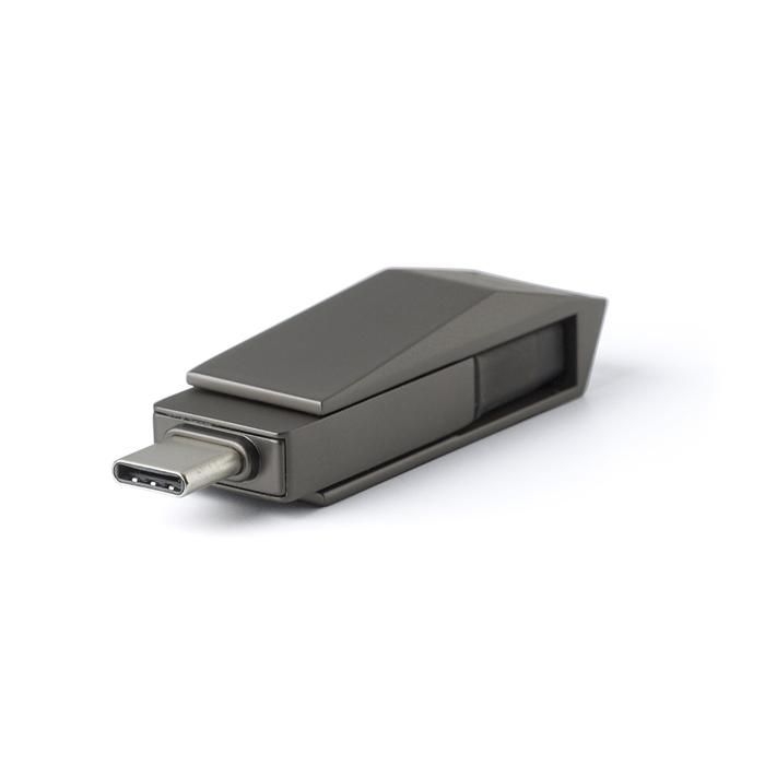 GI1001763-411USB-Stick aus verzinkter Oberflaeche Dorian_ gun metal