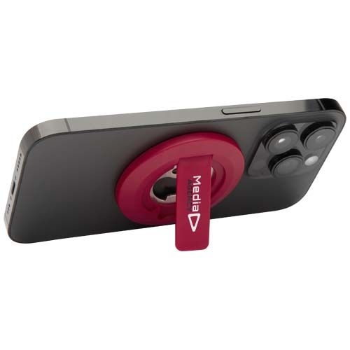 PF124461-2Ain Magnetische Smartphonehalterung  aus recyceltem Kunststoff mit Flaschenoeffner _ rot