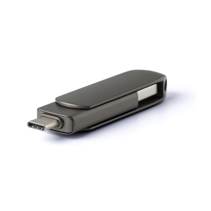 GI1001765-411USB-Stick aus verzinkter Oberflaeche Harlow_ gun metal