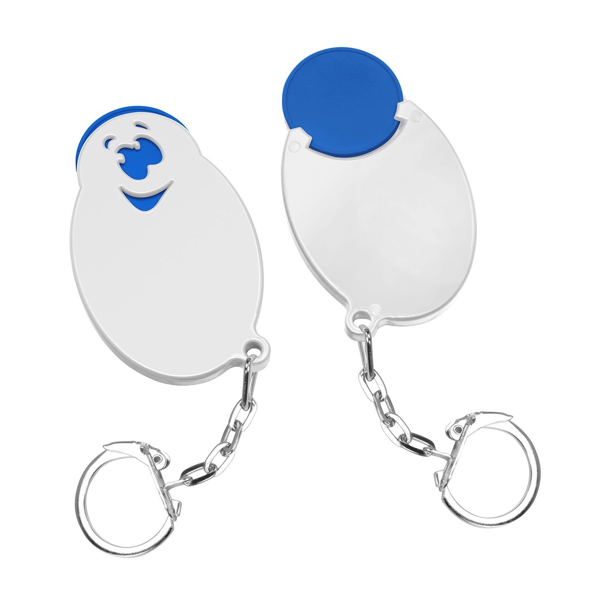 HE7855K-3-0Chiphalter mit 1€-Chip _Gesicht_ blau_ weiss