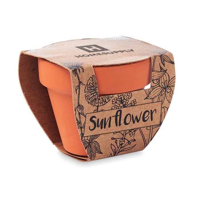 MO6147-40Sunflower Terracotta-Topf Sonnenblume_ Holz