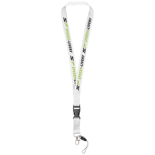 PF102508-2Sagan Lanyard mit abnehmbarer Schnalle und Handyband_ weiss
