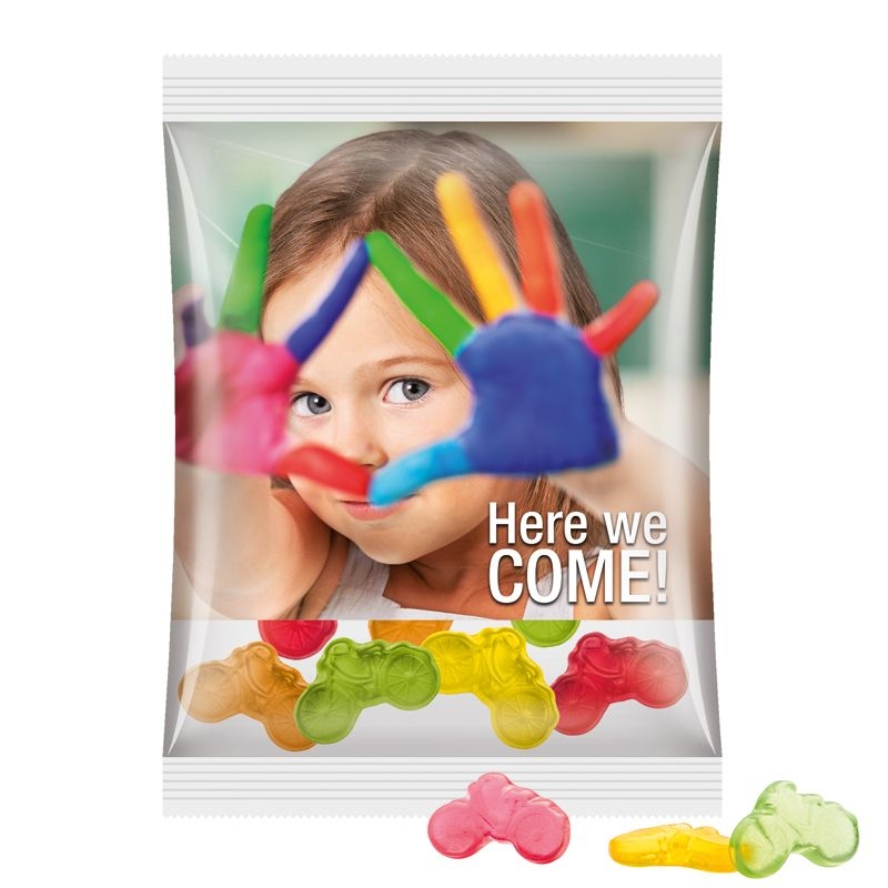 JG10064-18Maxituete 50 g Trolli Fruchtgummi Standardformen_ Fahrrad_ transparente Folie
