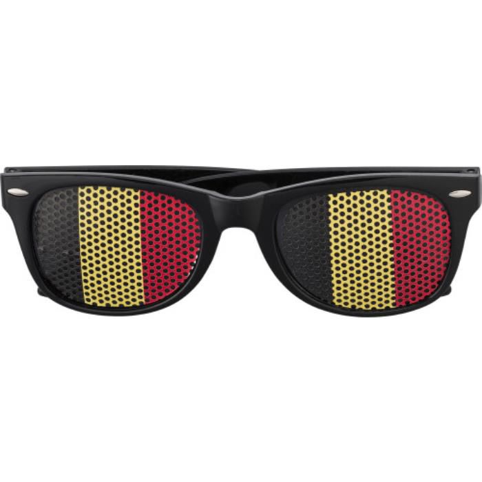 GI9346-103Fan Sonnenbrille aus Plexiglas Lexi_ schwarz_gelb_rot GI9346-103Fan Sonnenbrille aus Plexiglas Lexi_ schwarz_gelb_rot