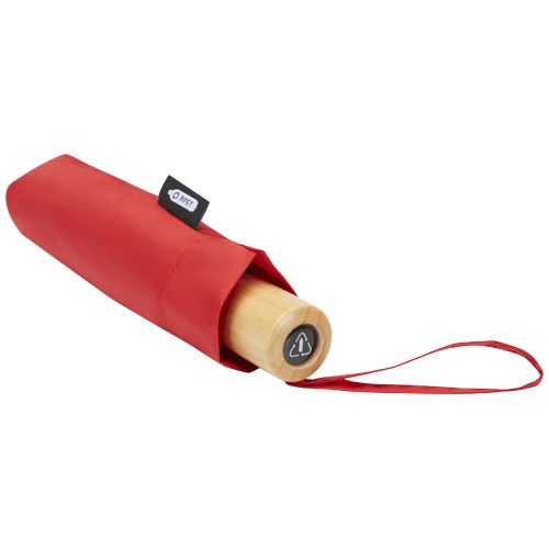 PF109145-4Birgit 21'' faltbarer winddichter Regenschirm aus recyceltem PET_ rot