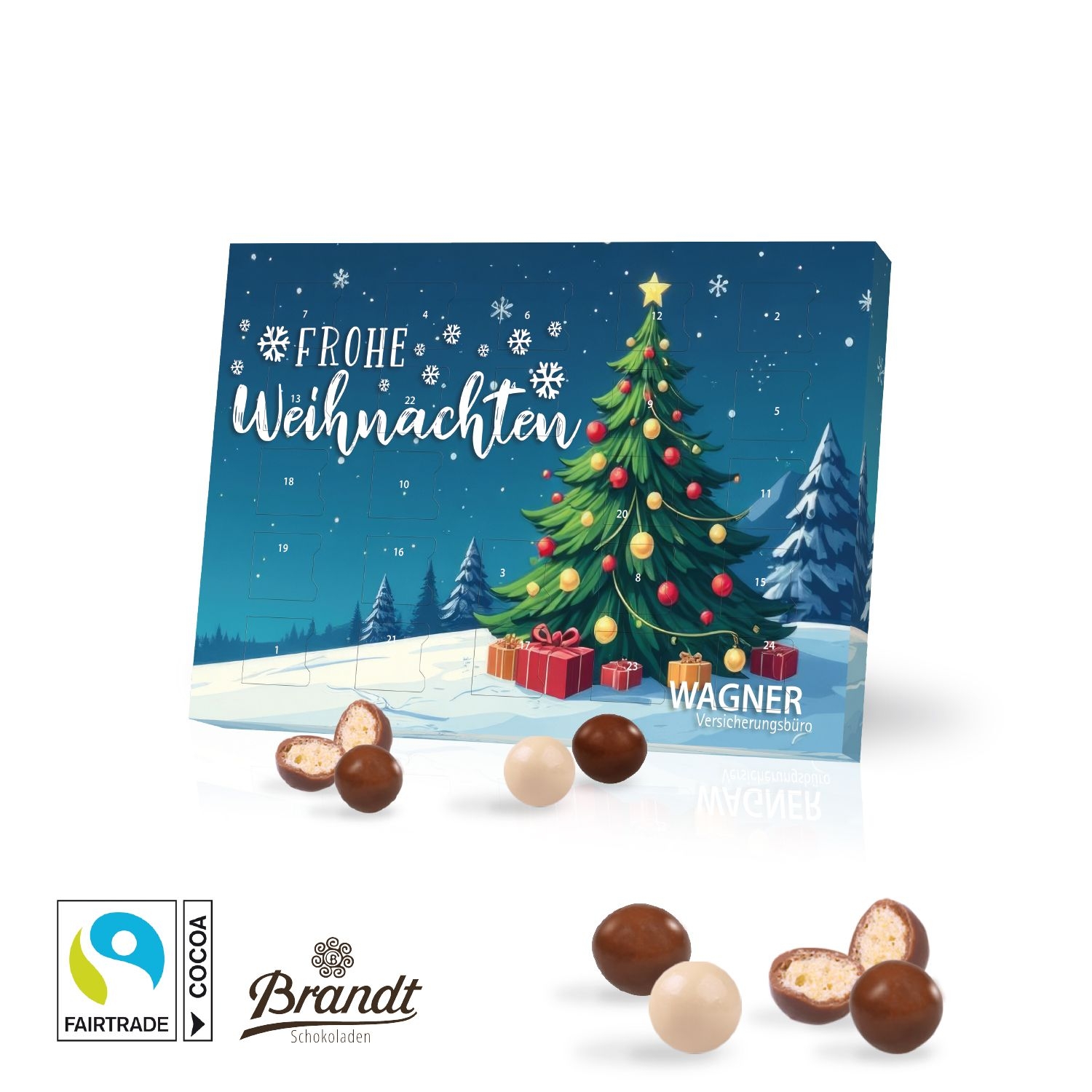 CD95165Tisch-Adventskalender mit Brandt Knusperkugeln