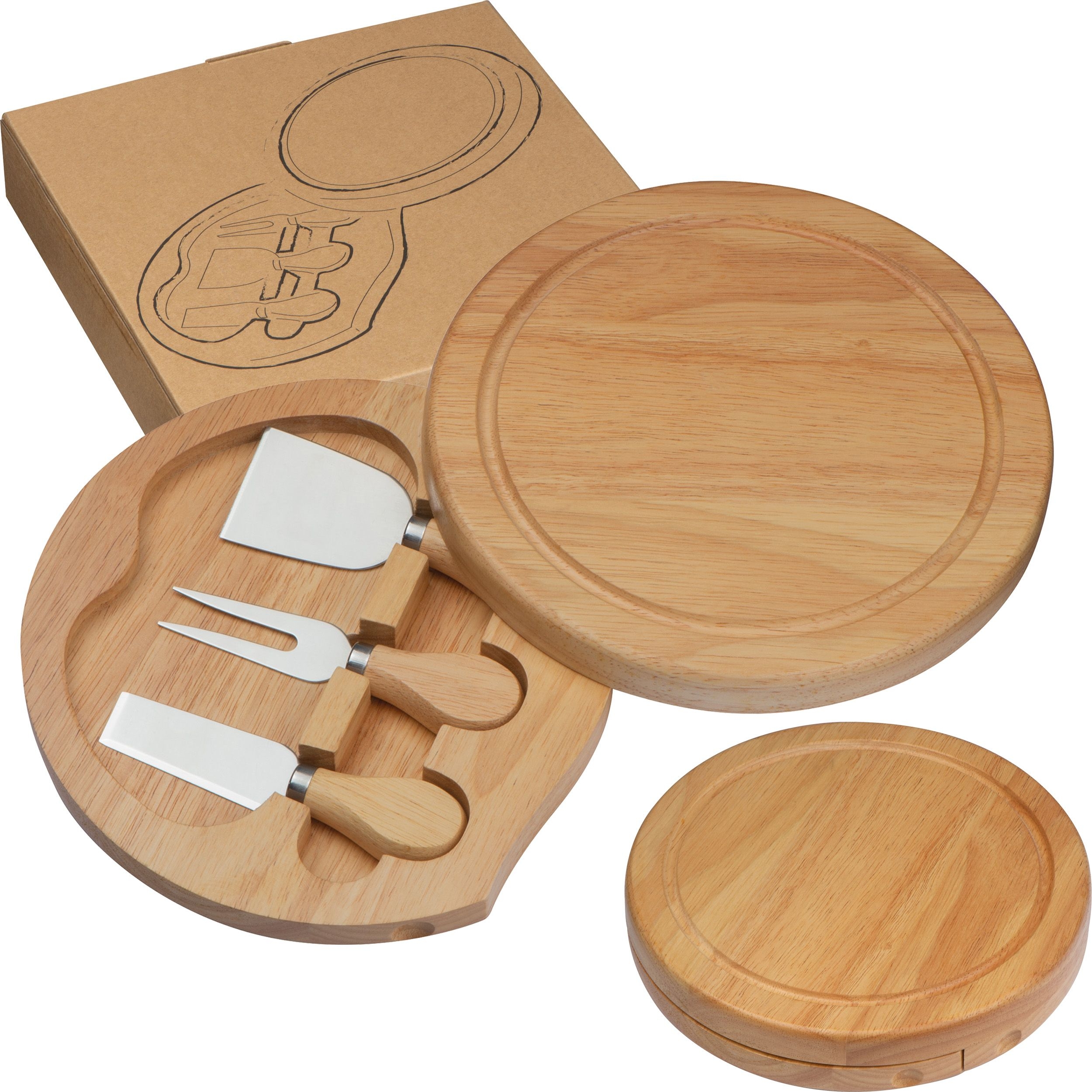 MA82512-13Kaesebrett mit 3 Kaesebestecken_ beige