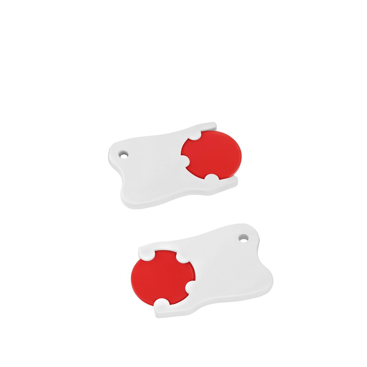 HE8287-1-0Chiphalter mit 1€-Chip _Zahn_ rot_ weiss
