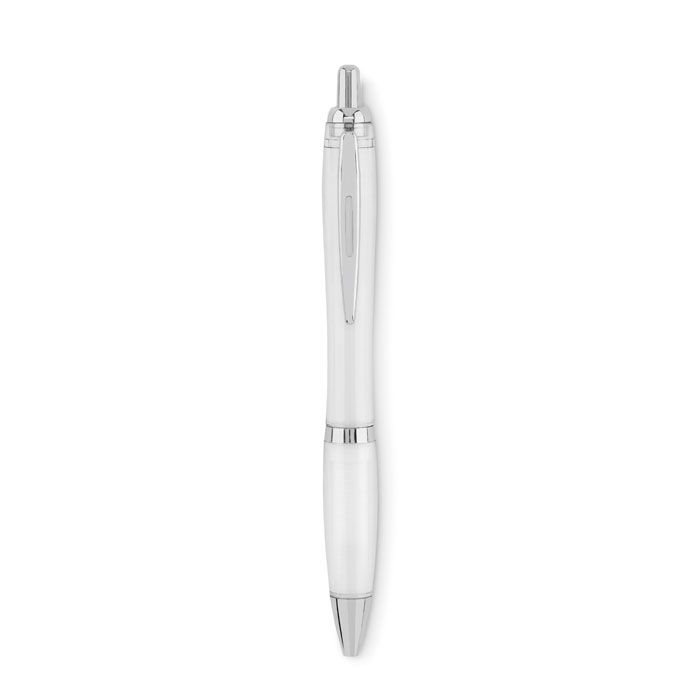 MO6409-26Rio Rpet Druckkugelschreiber RPET_ Transparent Weiss