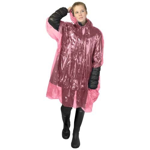 PF100429-3Ziva Einweg Regenponcho mit Huelle_ rot