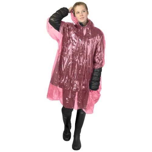 Ziva Einweg Regenponcho mit Hülle, rot