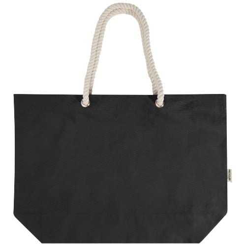 PF120744-4Florida 270 g_m² Strandtragetasche aus recyceltem GRS-Material_ schwarz_schwarz