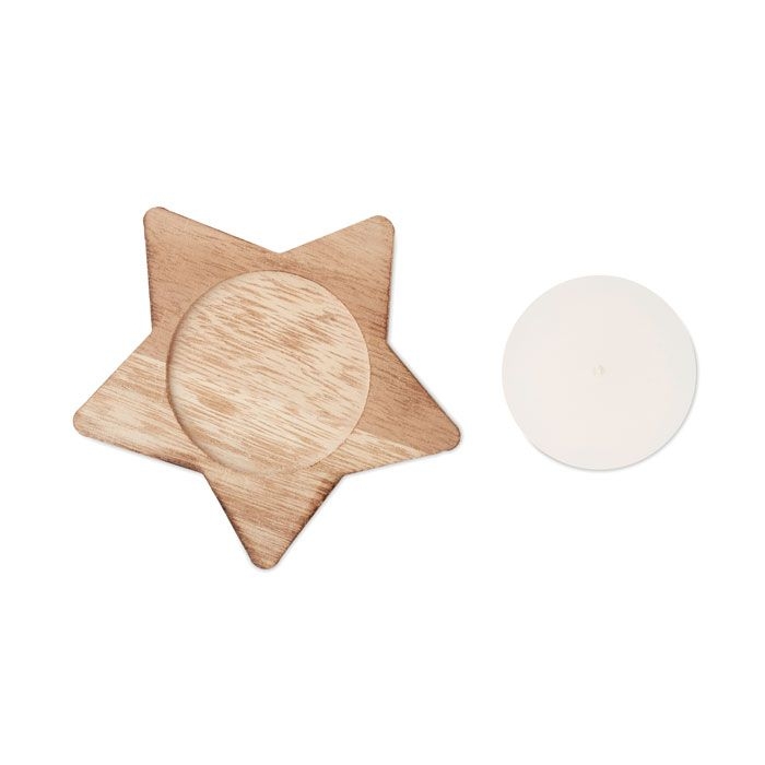 CX1481-40Lotus Kerze mit Halter_ Holz