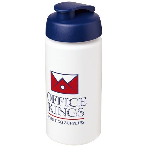 PF210072-3Baseline® Plus grip 500 ml Sportflasche mit Klappdeckel_ weiss_blau