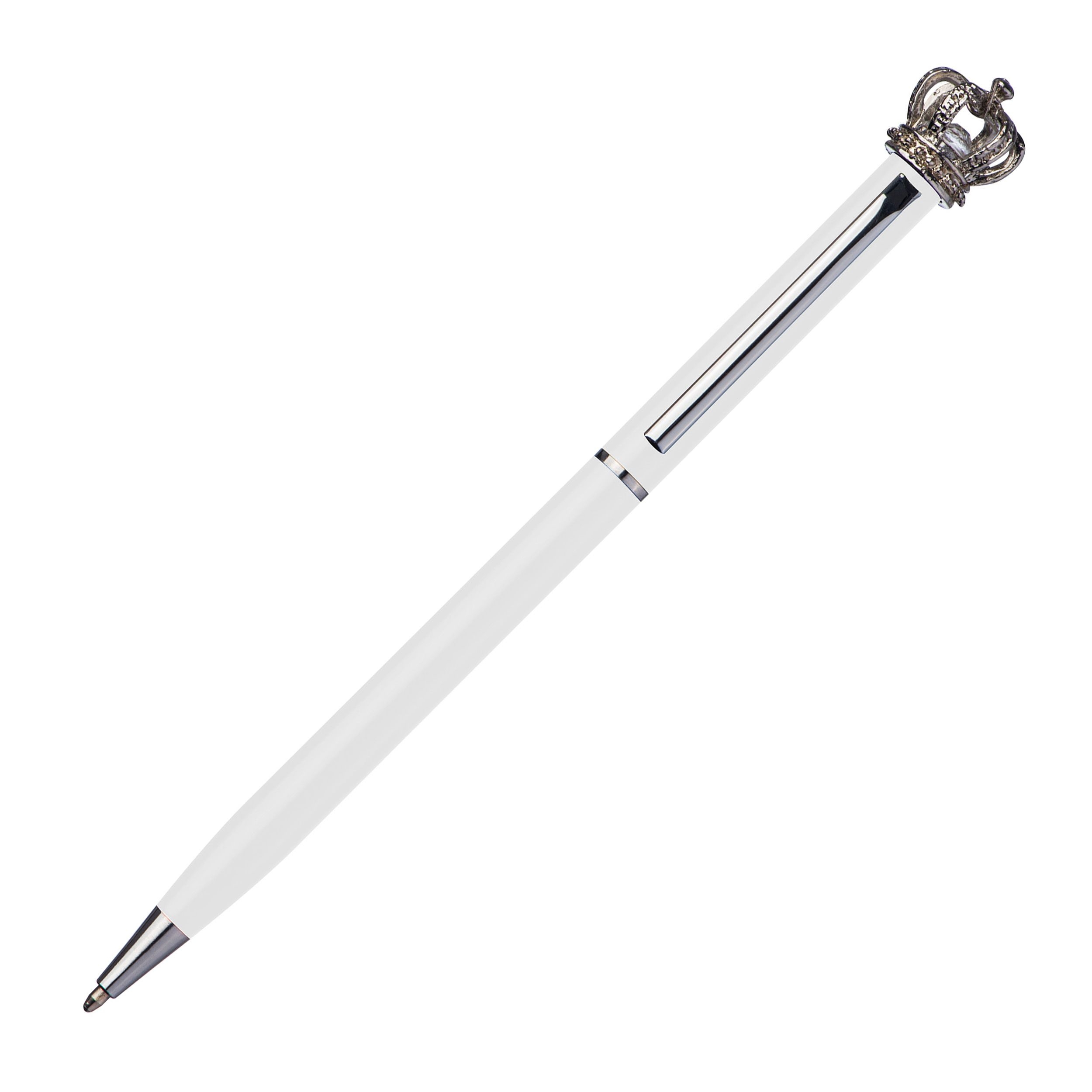 MA10488-06Kugelschreiber aus Metall mit Krone_ weiss