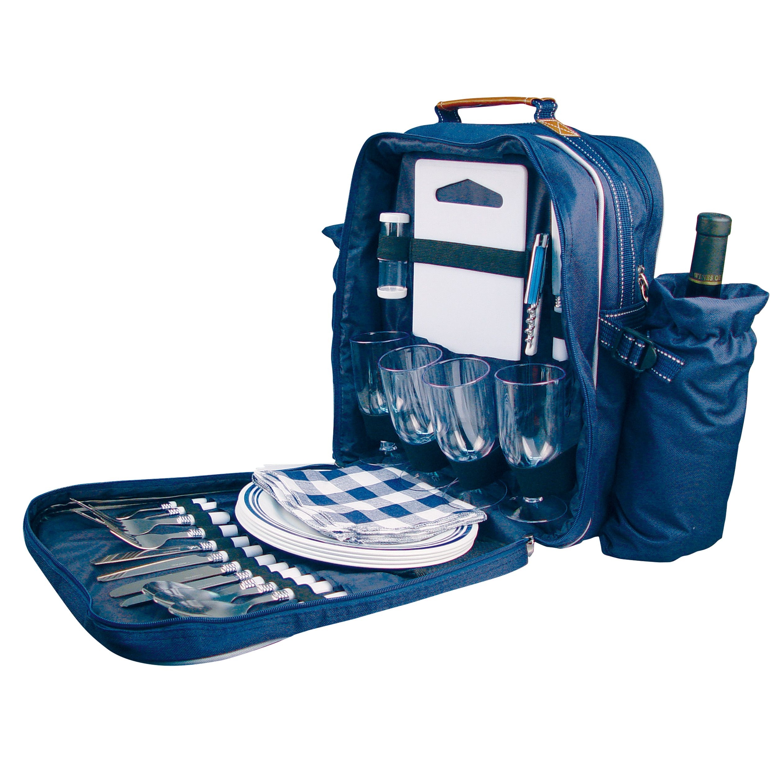 MA66607-04Picknickrucksack aus Polyester fuer 4 Personen_ blau