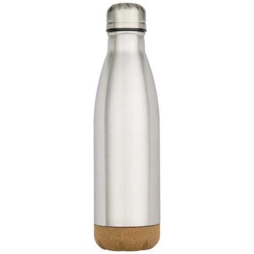 PF100892-6Cove 500 ml doppelwandige_ vakuumisolierte Trinkflasche aus Edelstahl mit Korkdetails_ mattsilber