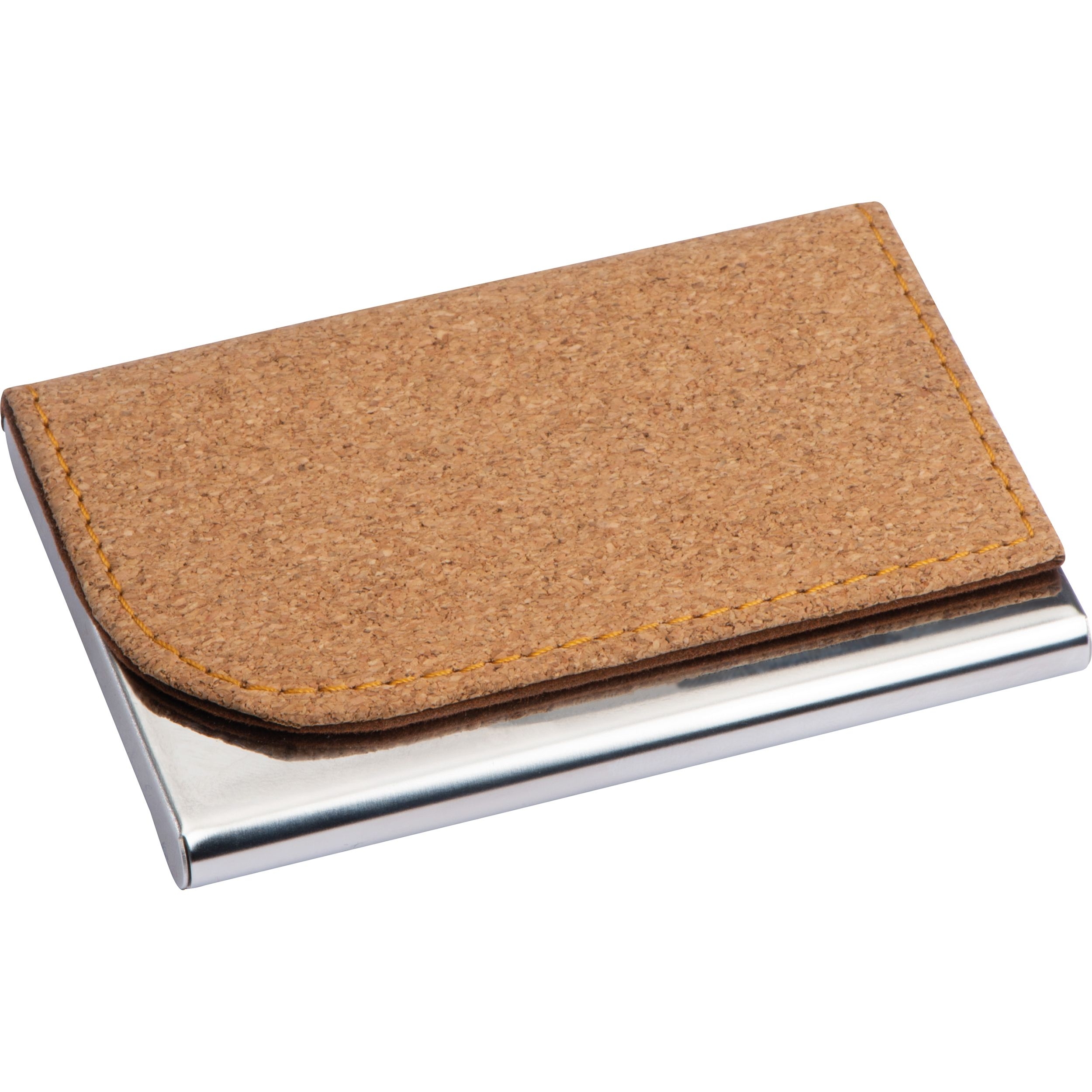 MA22266-13Visitenkarteneui aus Metall mit Korkdeckel_ beige
