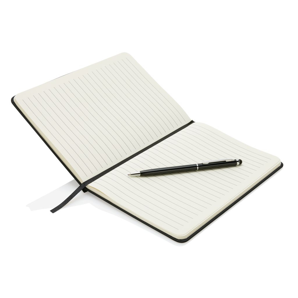XDP773.31-1Basic Hardcover PU A5 Notizbuch mit Stylus-Stift_ schwarz