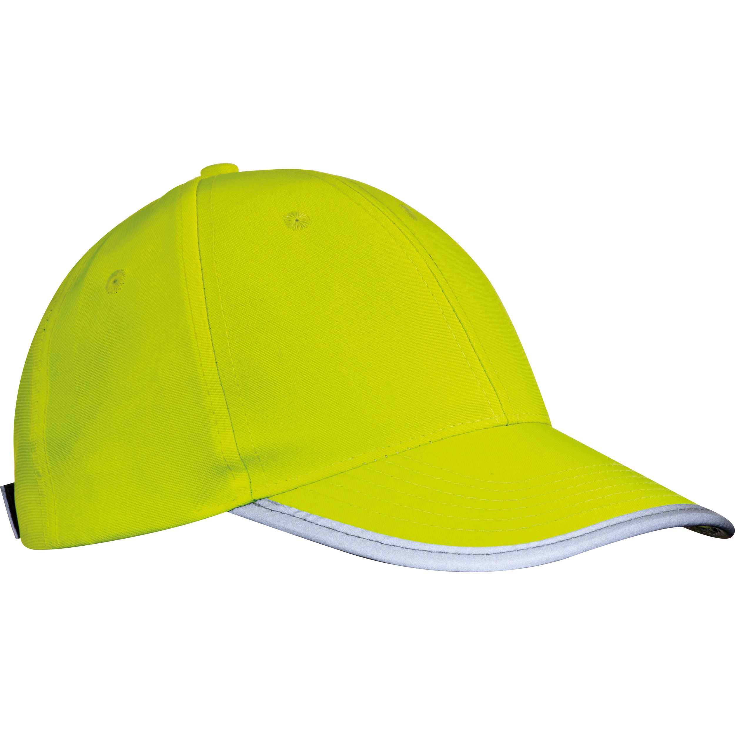 AZO freie 6 Panel Baseballcap für Erwachsene aus Polyester mit reflektierender Borte, gelb