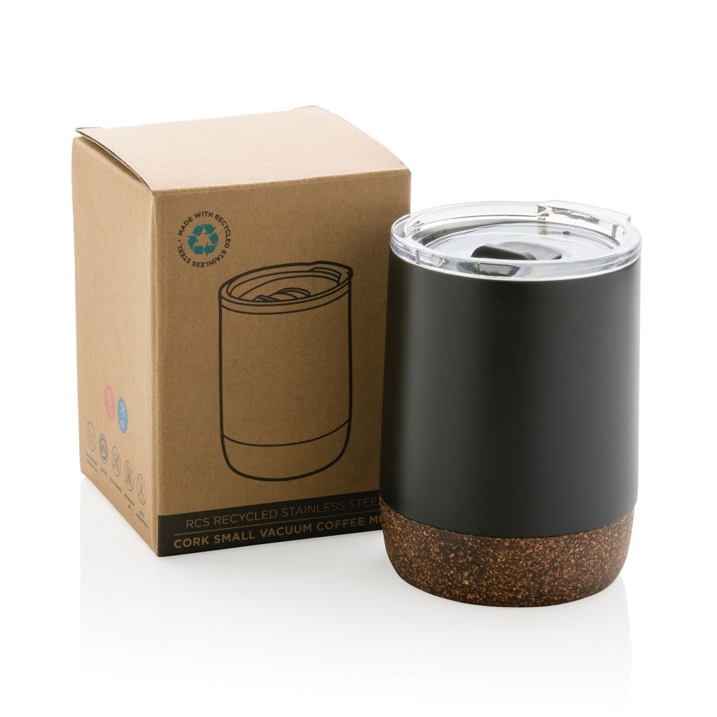 XDP435.05-1Kleine Vakuum-Kaffeetasse aus RCS rSteel _ Kork_ schwarz