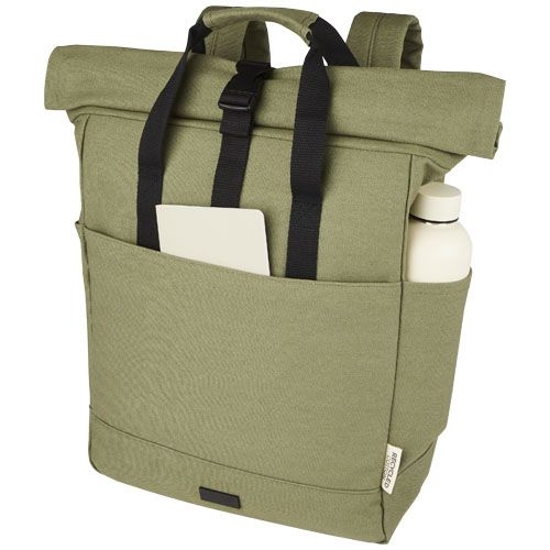 PF120678-2Joey 15_ GRS Rolltop Laptoprucksack aus recyceltem Canvas 15 L_ olive