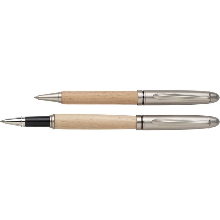 GI9156-11Schreibset aus Buchenholz Oliviero_ brown