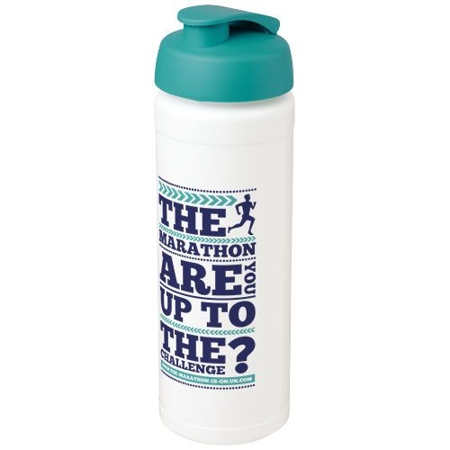 PF210074-6Baseline® Plus grip 750 ml Sportflasche mit Klappdeckel_ weiss_aquablau