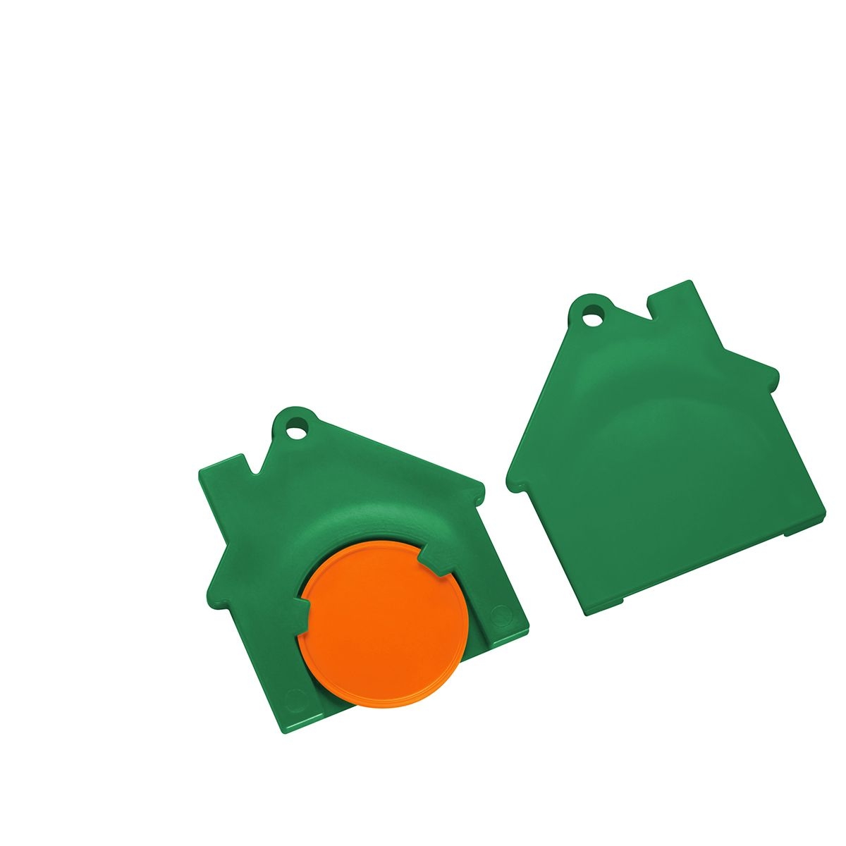 HE7516-5-2Chiphalter mit 1€-Chip _Haus_ orange_ gruen